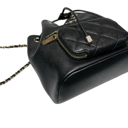 Used CHANEL Calfskin Leather Cross Body Bag Black GHW