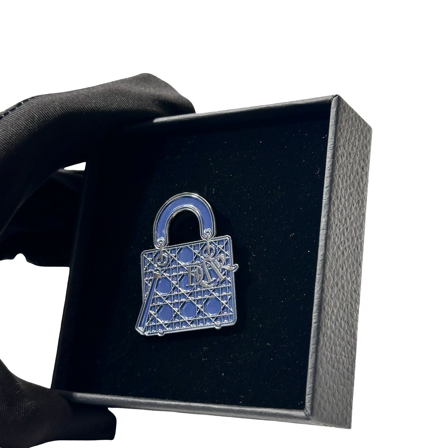 Used DIOR Metal Lady Dior Celebration Brooch Accessories Navy Blue PHW