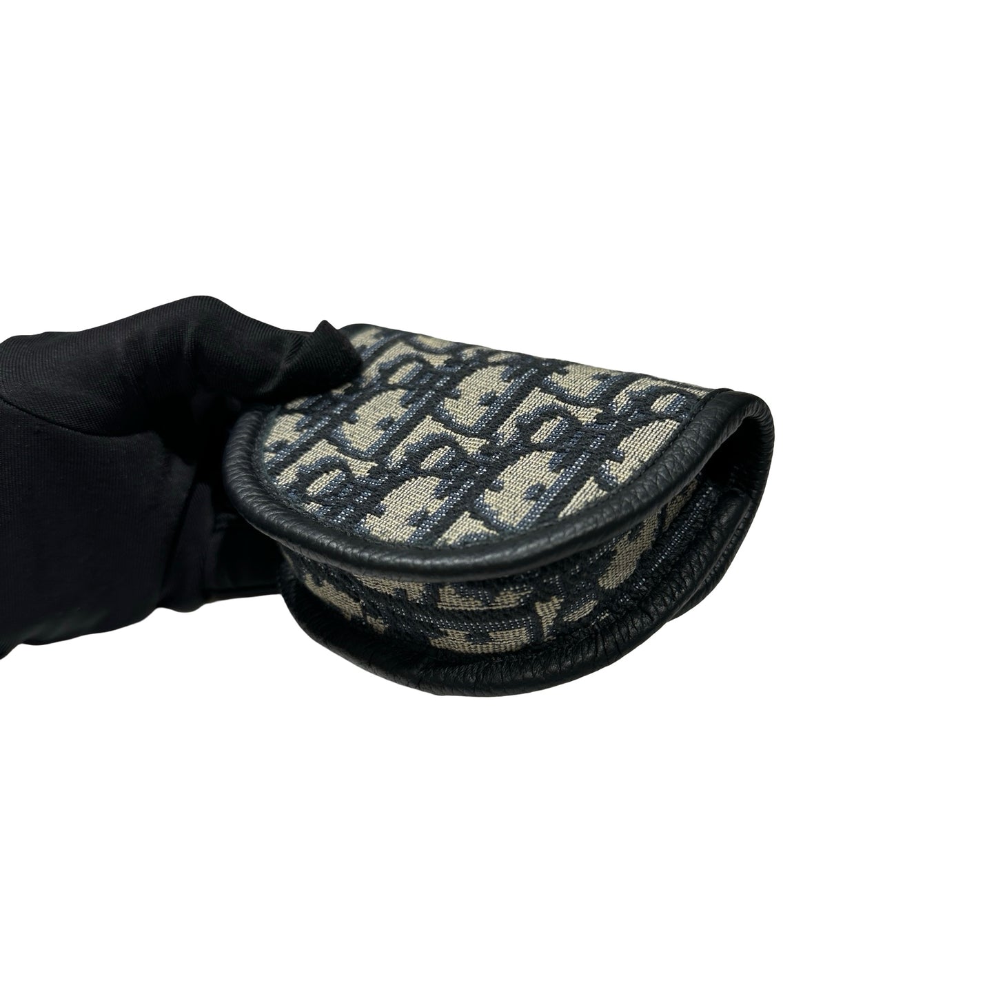 Used DIOR Oblique Saddle Pouch Navy Blue Grey Black