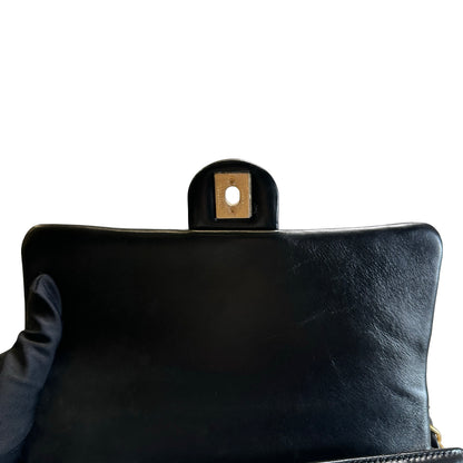 Used CHANEL Quilted Leather Classic Flap Chain shoulder bag Black Gold