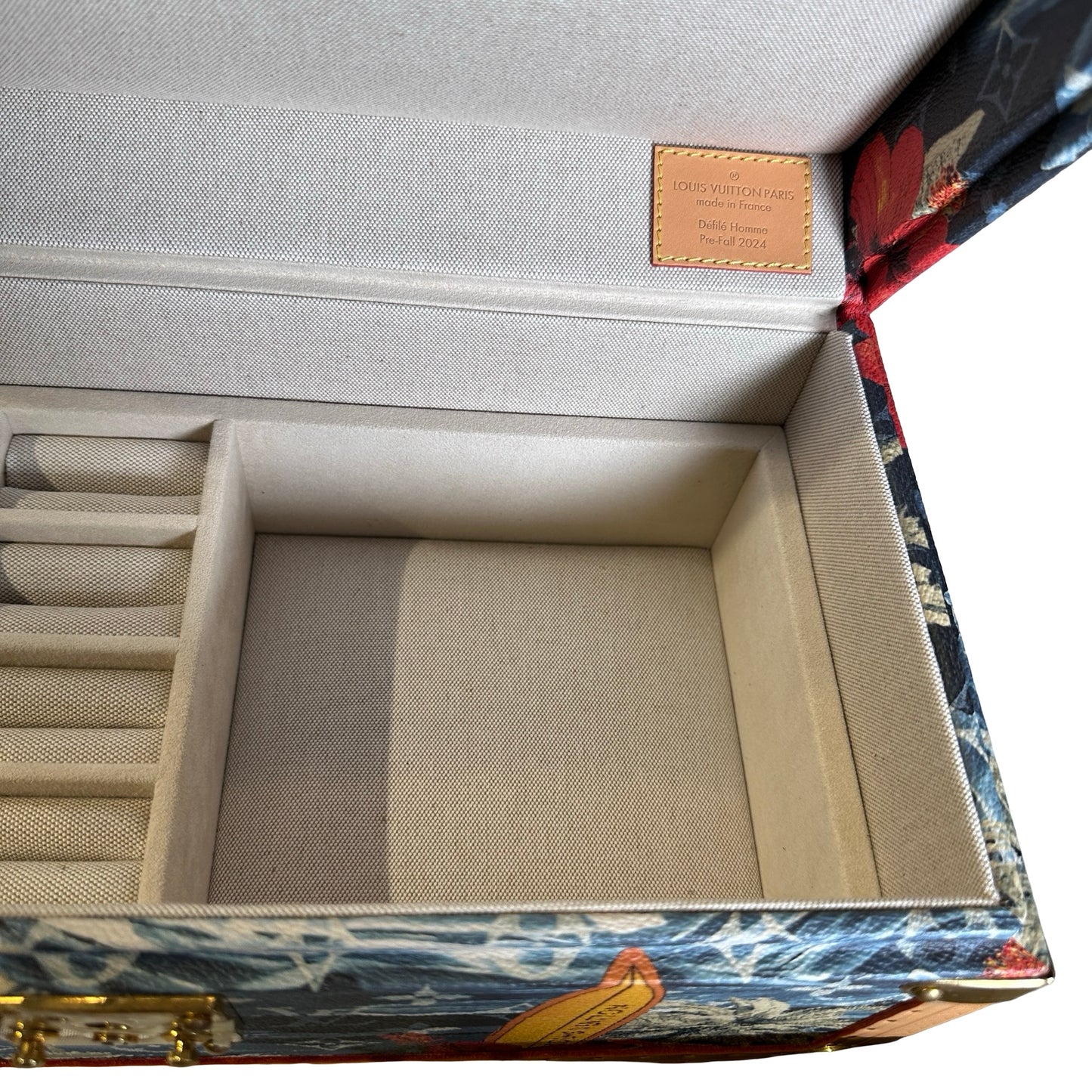 Used LOUIS VUITTON Calfskin Leather Monogram Box Box Blue Brown GHW