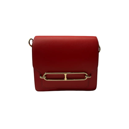 Used HERMÈS Allegro Calfskin MINI ROULIS Shoulder Bag 5X Rouge Piment GHW