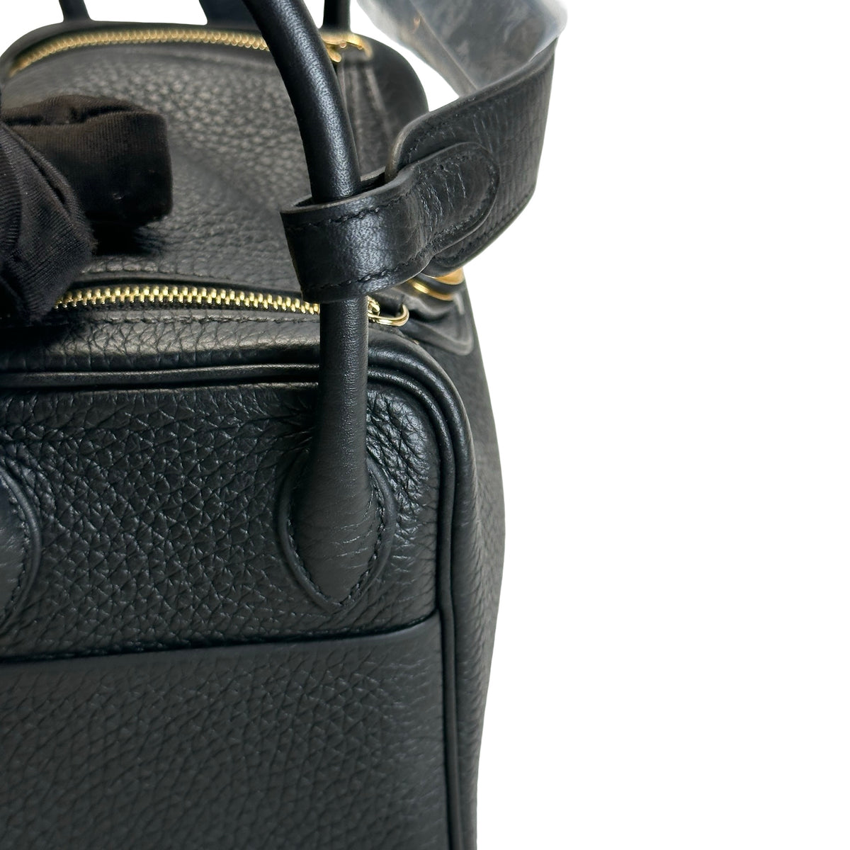 Brand New HERMES Leather Mini Lindy Handbag Black GHW