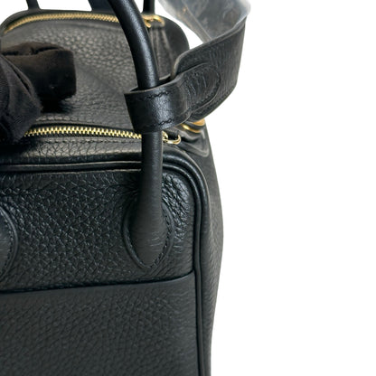 Brand New HERMES Leather Mini Lindy Handbag Black GHW