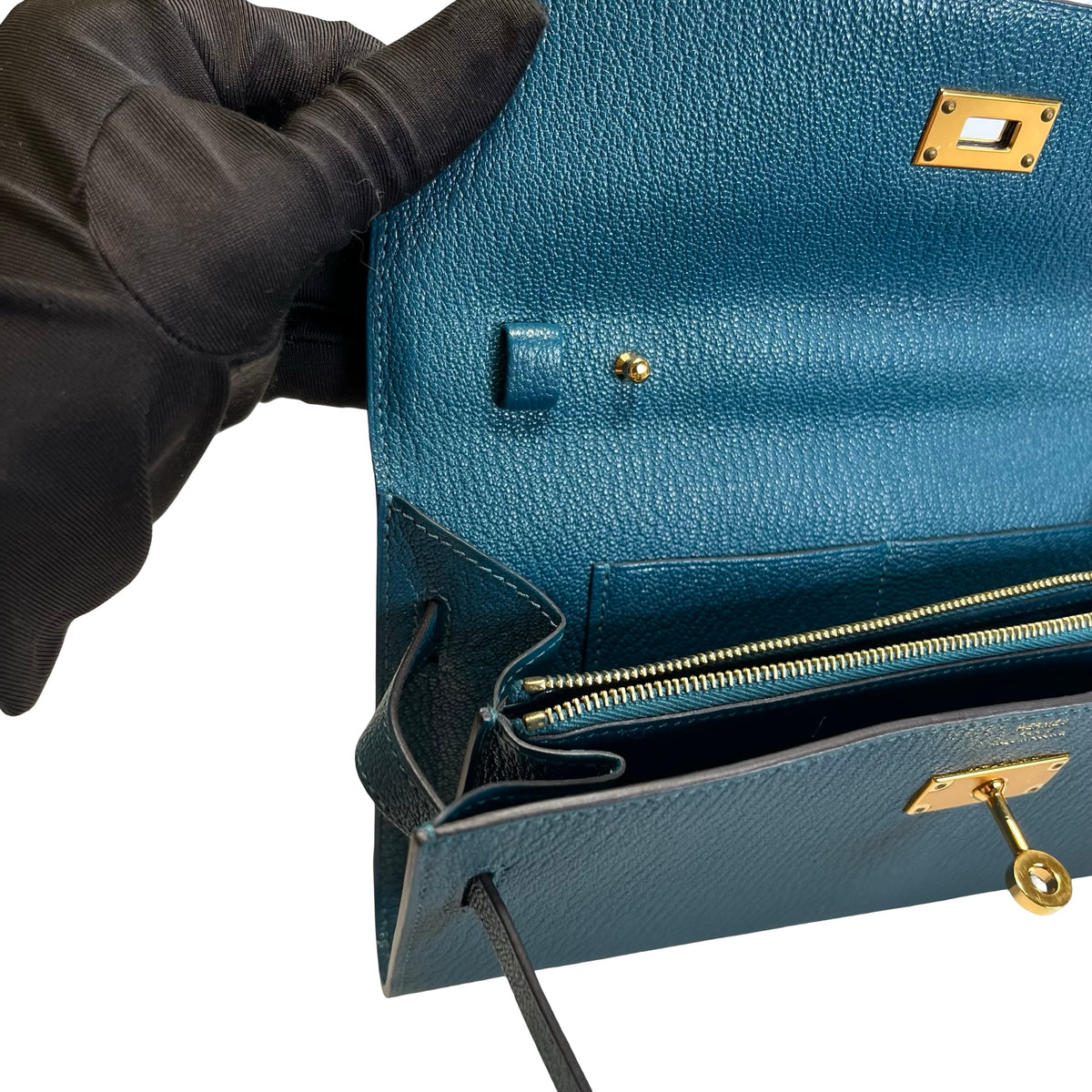 Used HERMES KELLY TO GO Crossbody Bag Green GHW