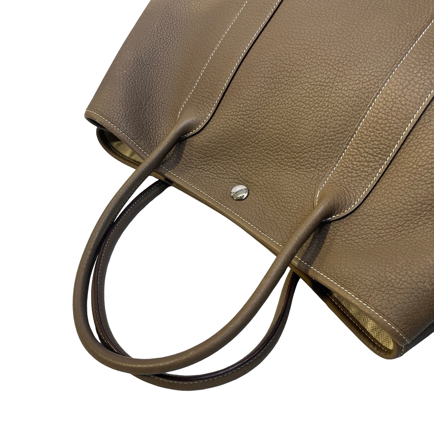Used HERMES Leather Garden Party Tote Bag Brown