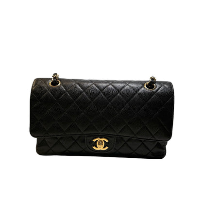 Used CHANEL Calfskin CF 25 Chain Shoulder Bag Black GHW