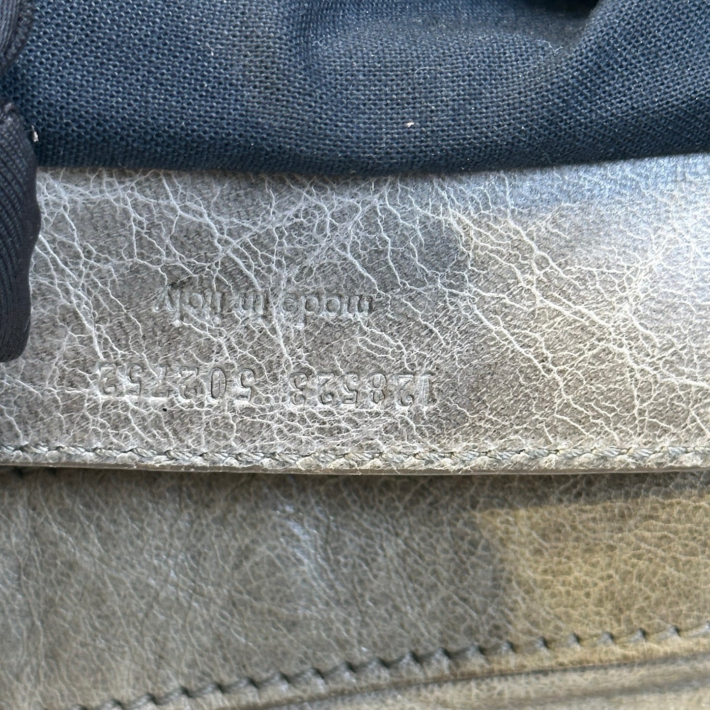 Used BALENCIAGA Leather Hardware City Bag Handbag Grey