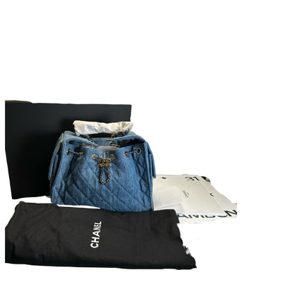 Brand New CHANEL Denim Denim Bag Handbag Blue