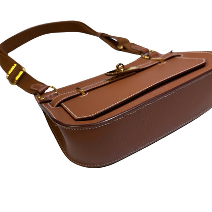 Used HERMÈS Leather MiniJypsiere Cross Body Bag GHW Brown