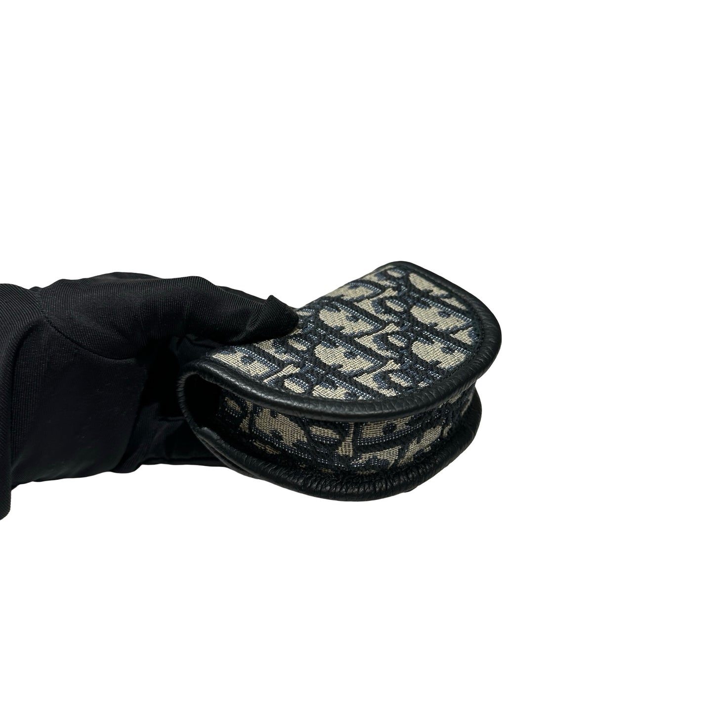 Used DIOR Oblique Saddle Pouch Navy Blue Grey Black