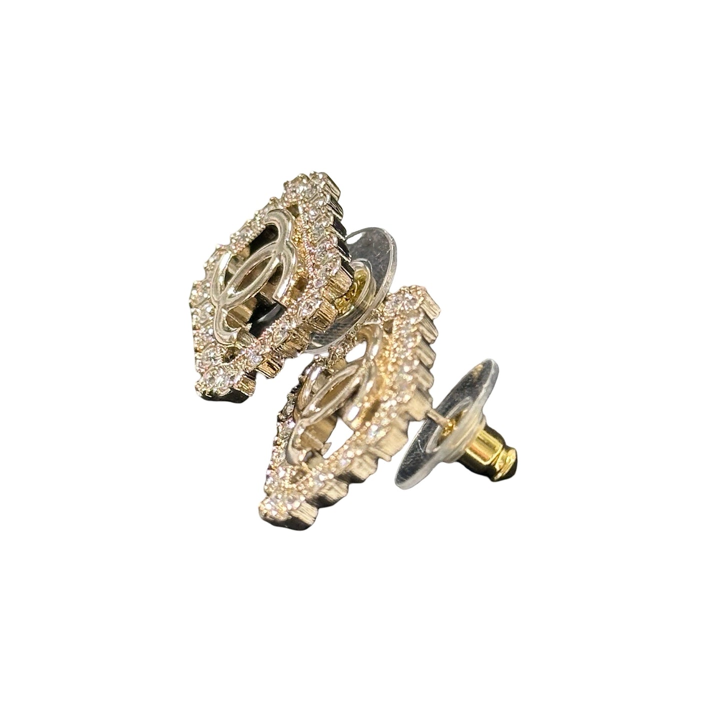 Used Chanel White Gold Earrings PHW