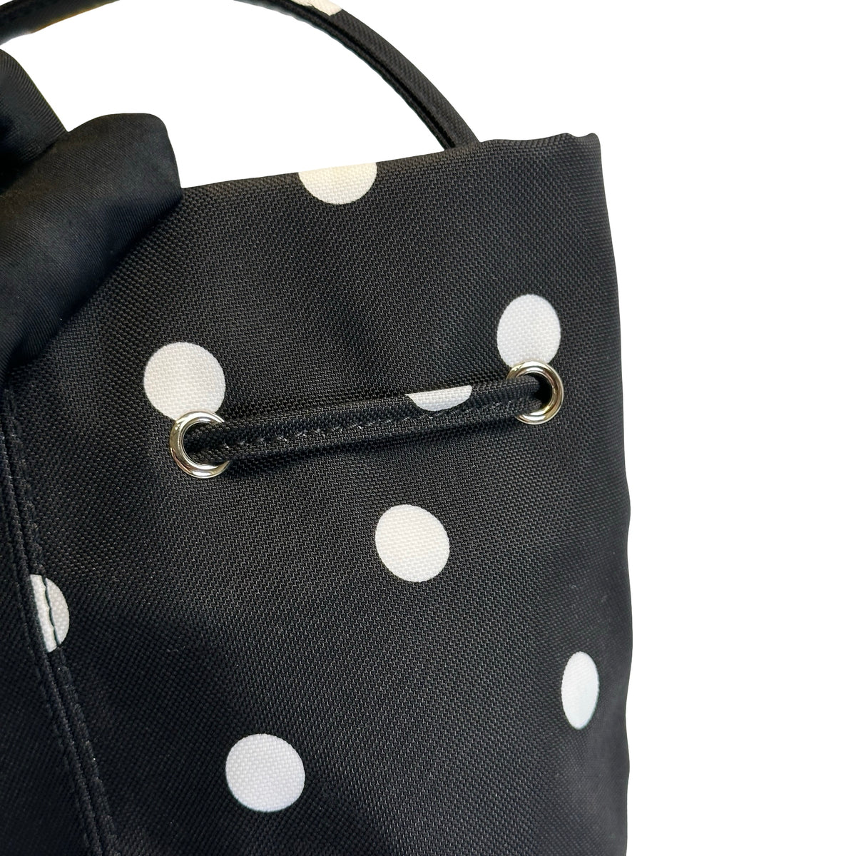 Used BALENCIAGA Polka Dot Wheel Drawstring Bucket Bag Bucket Bag Black White
