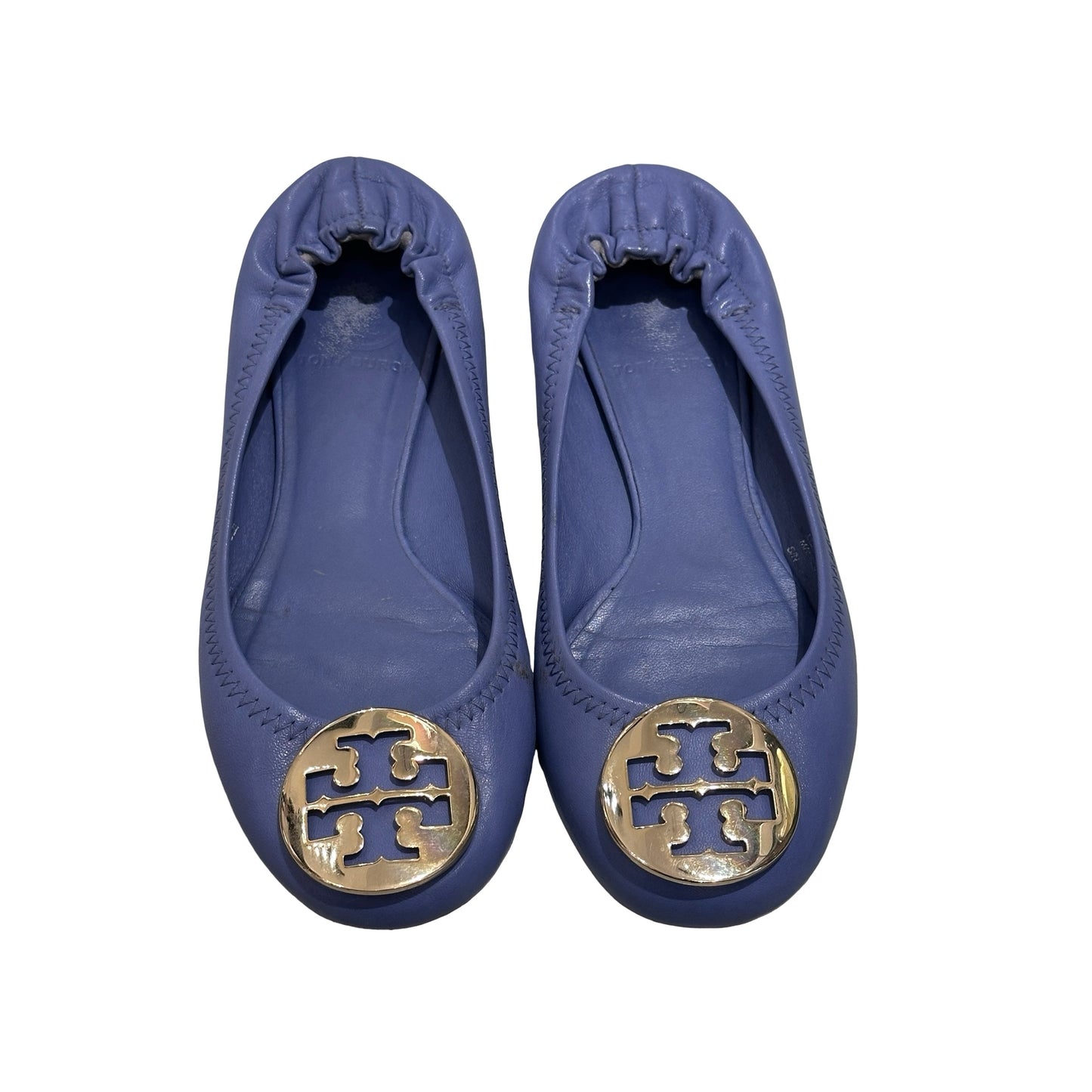 Used TORY BURCH Flats Shoes Navy Blue GHW