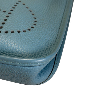 Used HERMES Clemence Mini Evelyne Cross body bag Blue，PHW