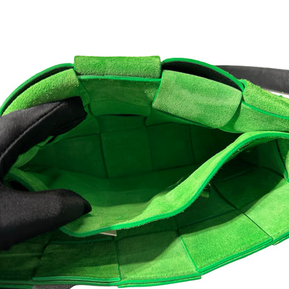 Used Bottega Veneta Calfskin Leather Cassette Shoulder Bag Black Green