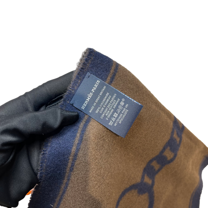 New HERMÈS Cashmere Scarf Scarf Navy Brown