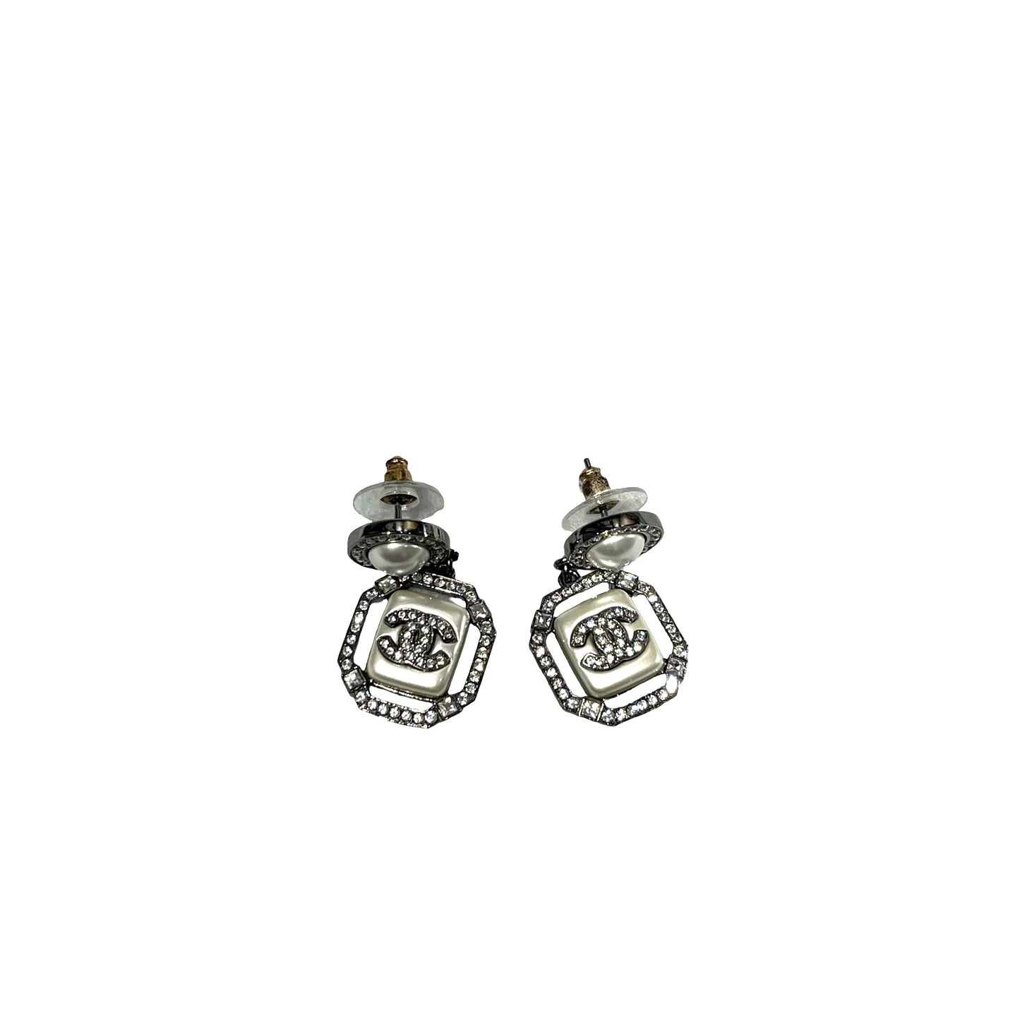 Used CHANEL Earrings Jewelry White Silver