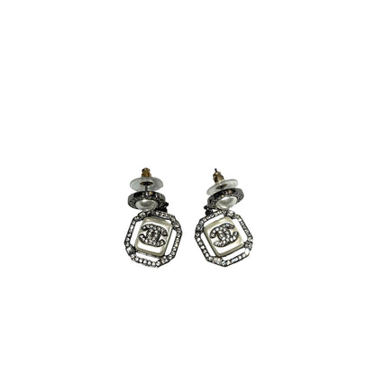 Used CHANEL Earrings Jewelry White Silver