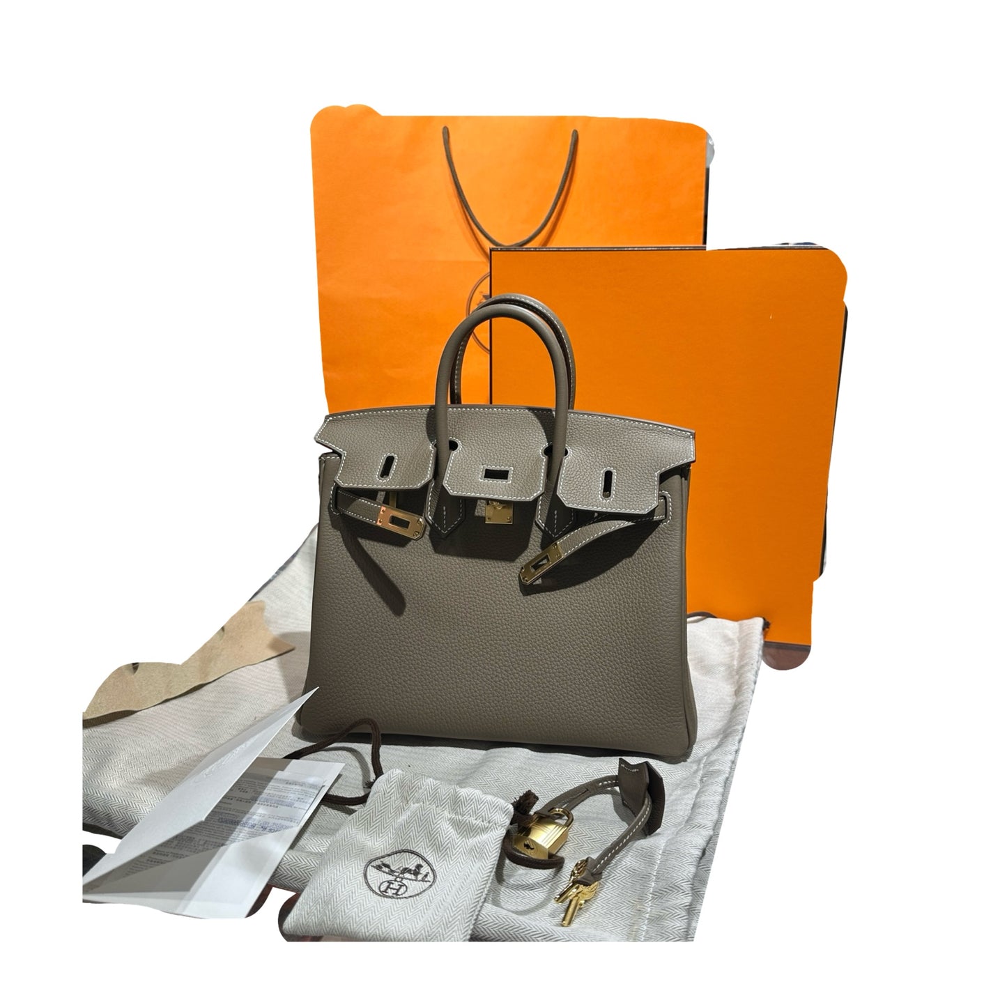Brand New HERMES Togo Birkin Handbag Etoupe