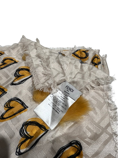 Used FENDI Scarf Scarf Beige Yellow
