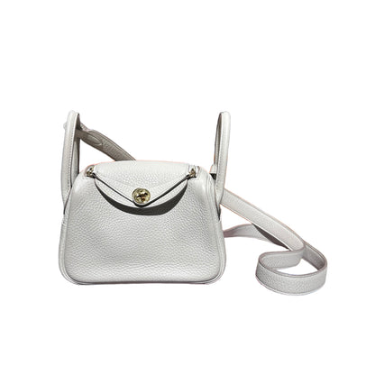 Used Hermès Mini Lindy Cross Body Bag White GHW