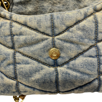 Used Saint Laurent Denim Denim Louloe Puffer Shoulder Bag Blue GHW