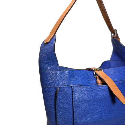 Used HERMES Leather Marwari Tote Bag Blue Brown PHW