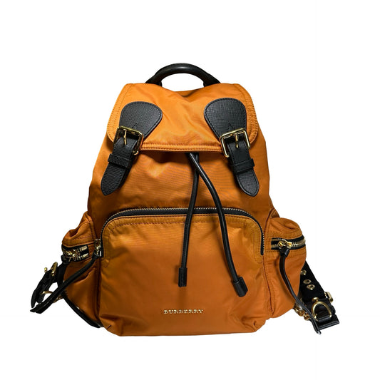 Used BURBERRY Nylon Leather Backpack Backpack Orange Black