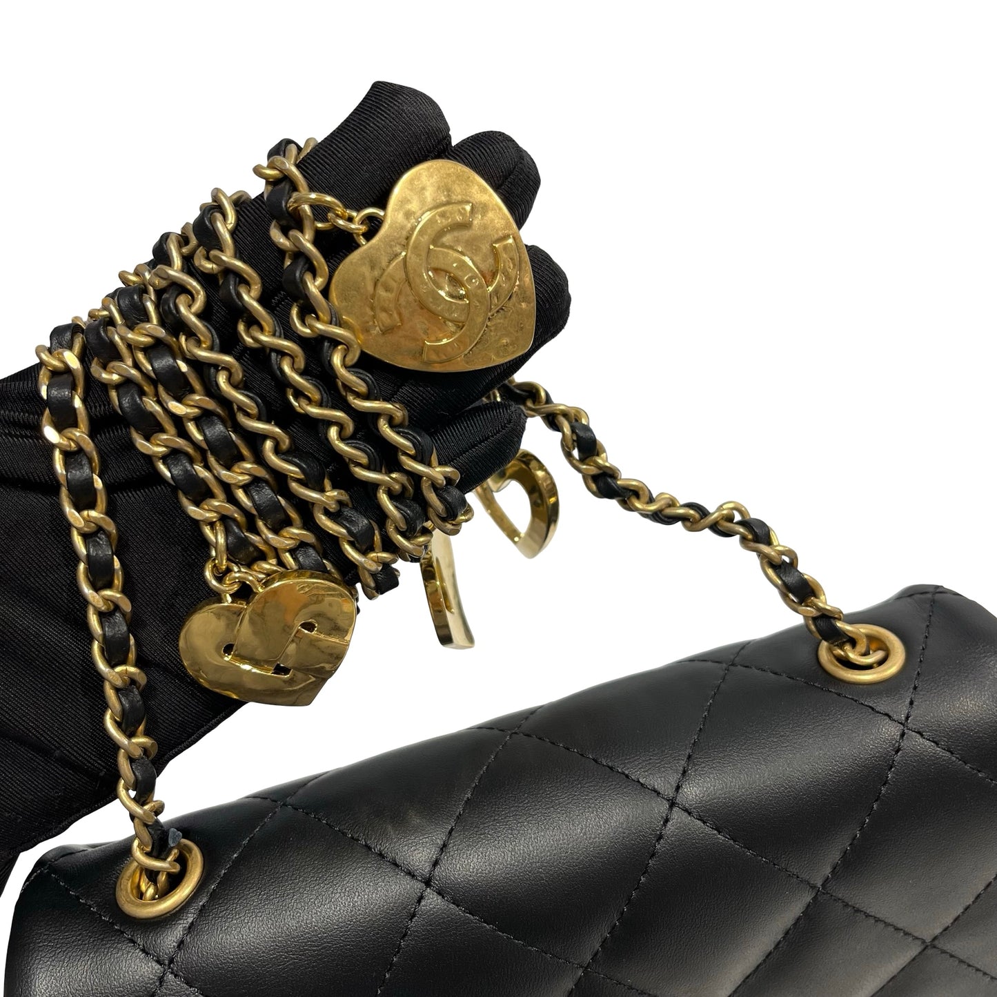 Used CHANEL Quilted Lambskin Mini Flap Bag Chain Shoulder Bag Black GHW