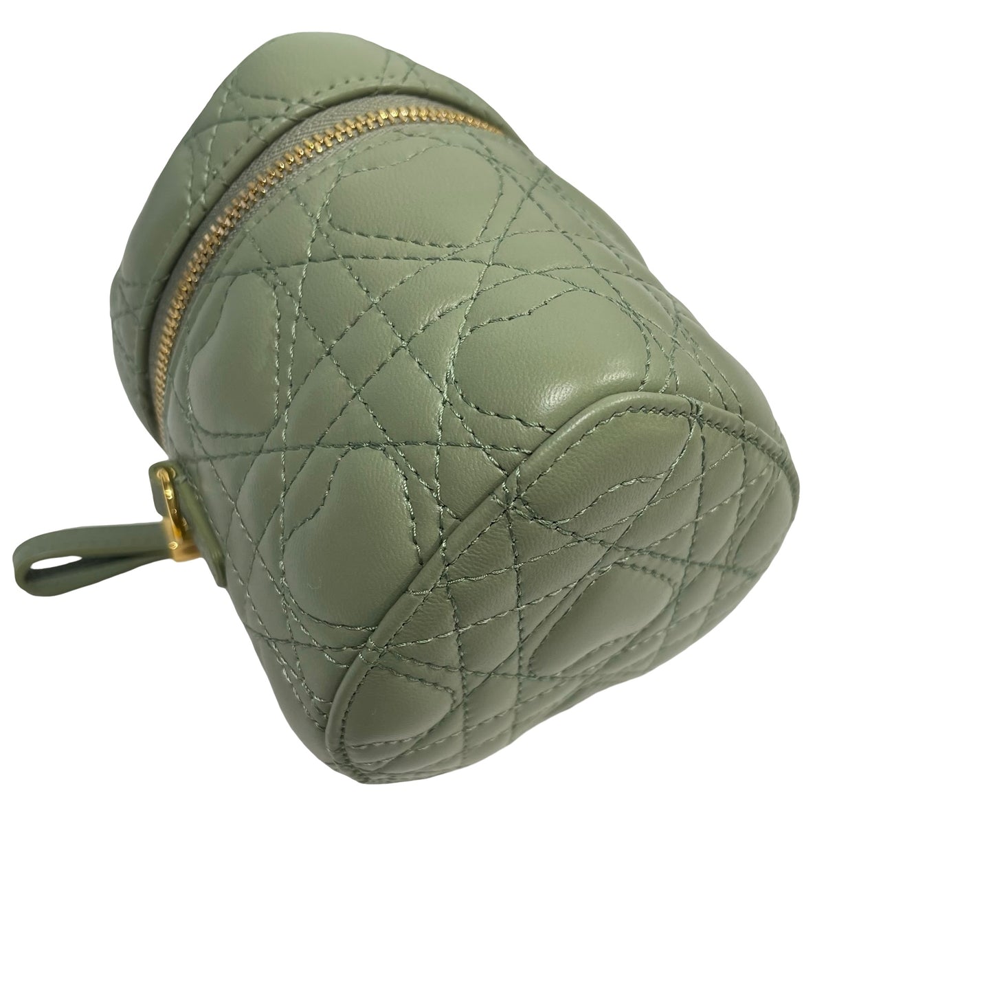 Used DIOR Cannage Lambskin Lady Dior Micro Vanity Case Vanity case Green GHW