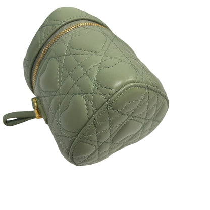 Used DIOR Cannage Lambskin Lady Dior Micro Vanity Case Vanity case Green GHW