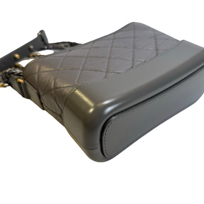 Used CHANEL Quilted Leather Gabrielle Hobo Bag Grey