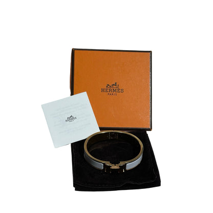 Used HERMÈS Clic H Bracelet Accessories White GHW