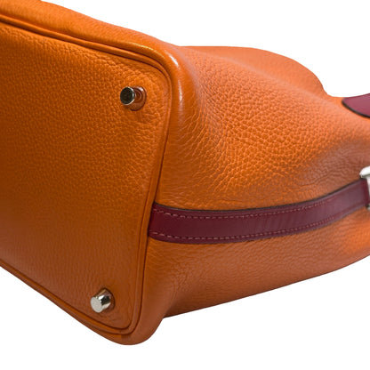 Used HERMES Picotin Handbag Orange Red PHW
