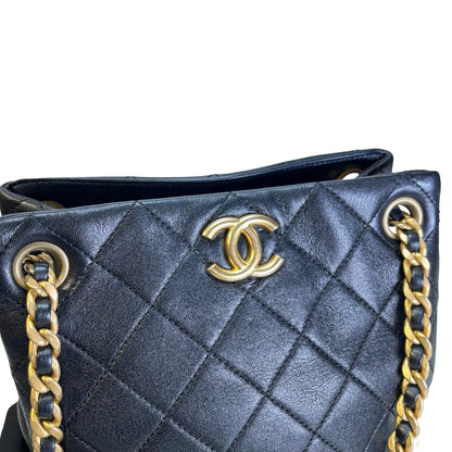 Used CHANEL Lambskin 23C Bucket Bag Black GHW