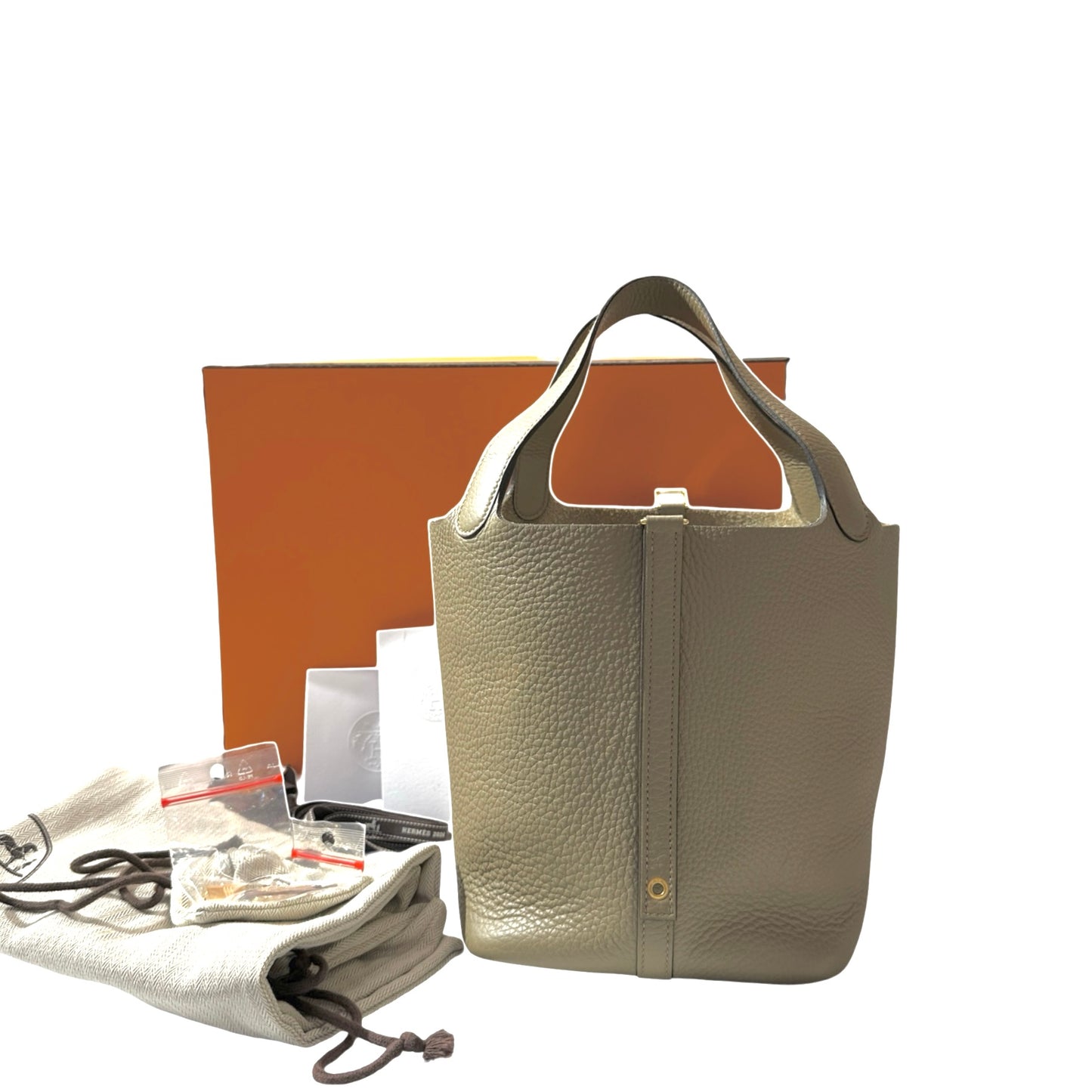 Used HERMÈS TC Picotin 22 Handbag Beige GHW