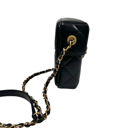 Used CHANEL Quilted Lambskin Plexi Box Bag Shoulder Bag Black Gold