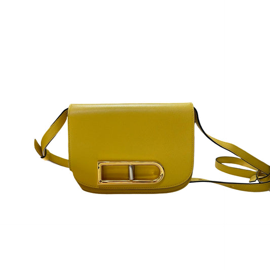 Used DELVAUX Alpina Calf Lingot Small Cross Body Bag Yellow PHW