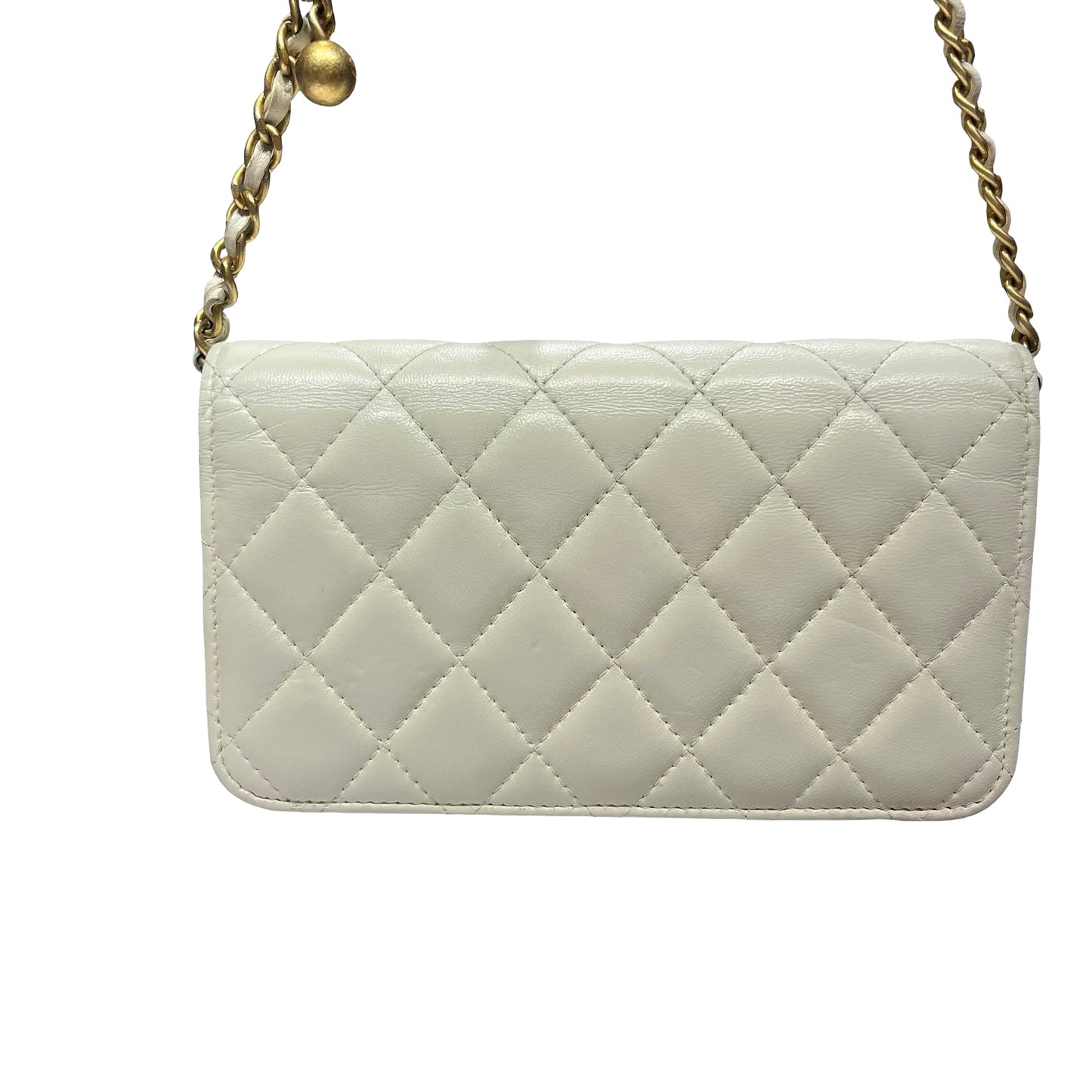 Chanel Mini WOC With Gold Ball White GHW