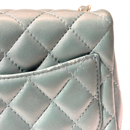 Used CHANEL Cross Body Bag Mini Flap 17cm Green PHW