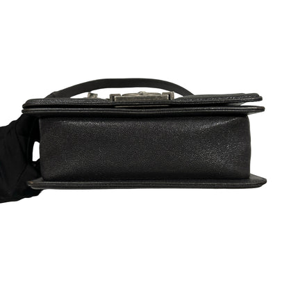 Used Chanel Calfskin Leather Boy 20cm Shoulder Bag PHW Grey