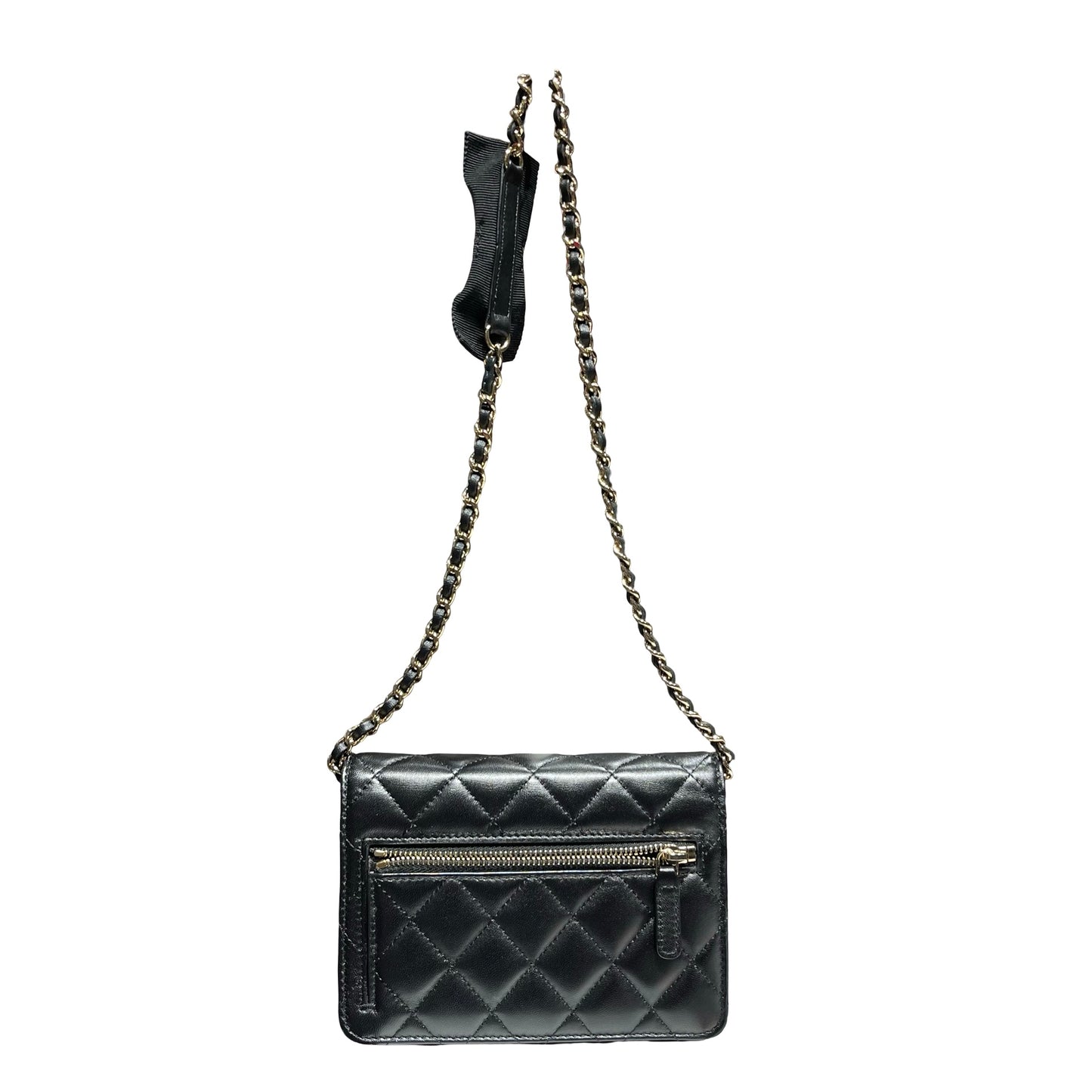 Used CHANEL Camellia WOC Wallet on Chain Black GHW