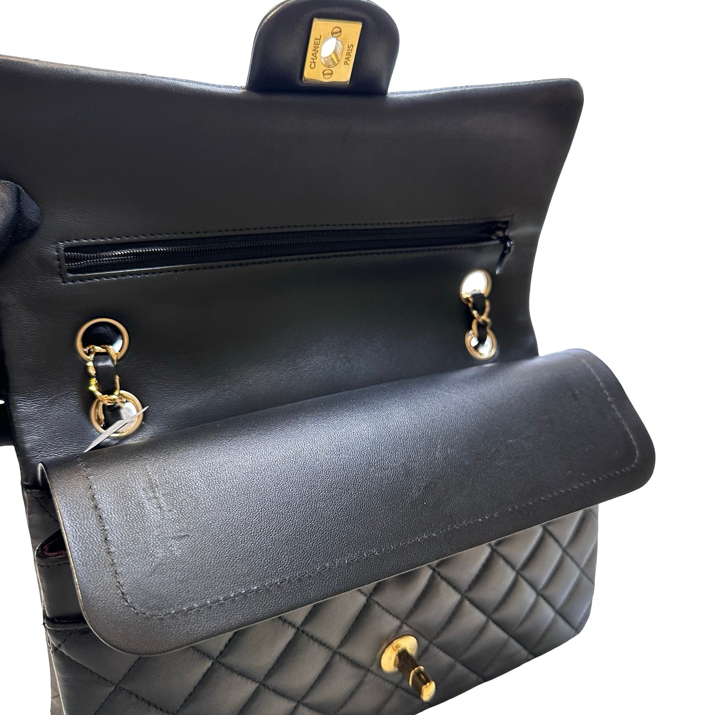 Used CHANEL Lambskin CF25 Shoulder Bag Black