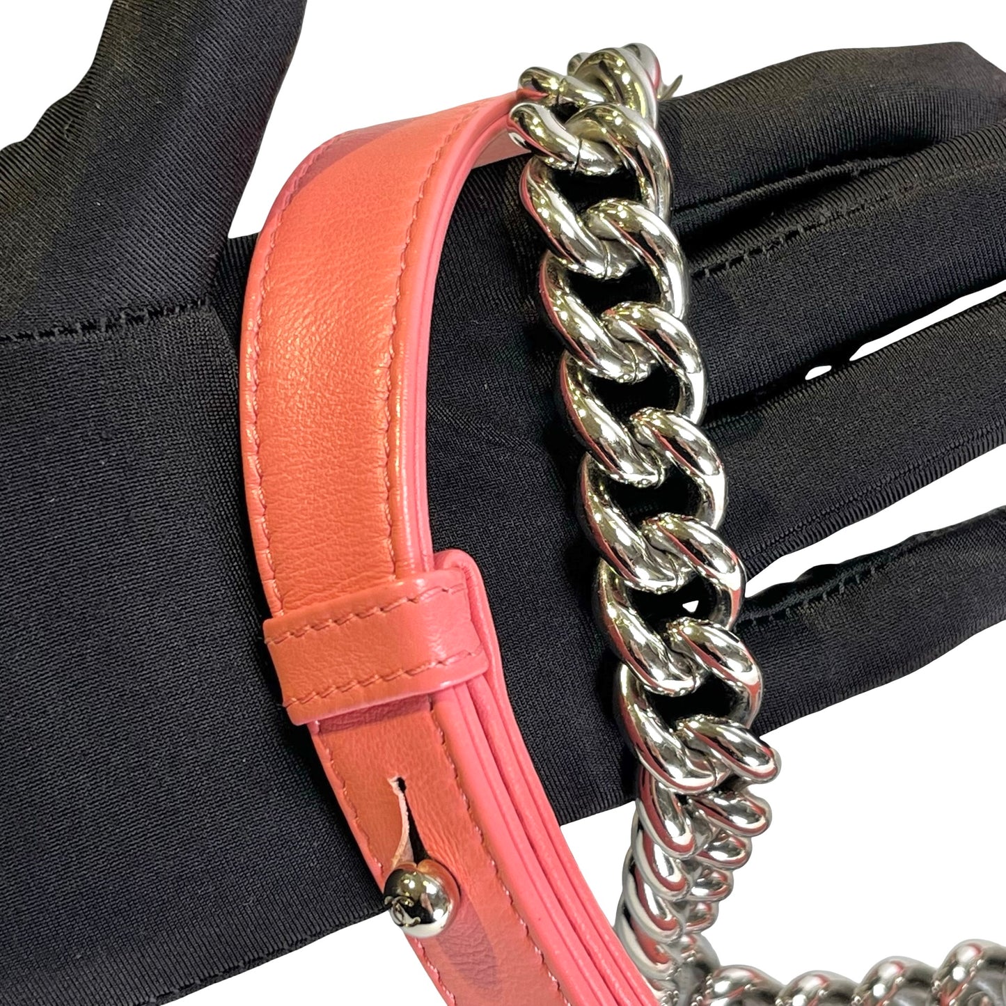 CHANEL Lambskin Boy Shoulder Bag Pink PHW