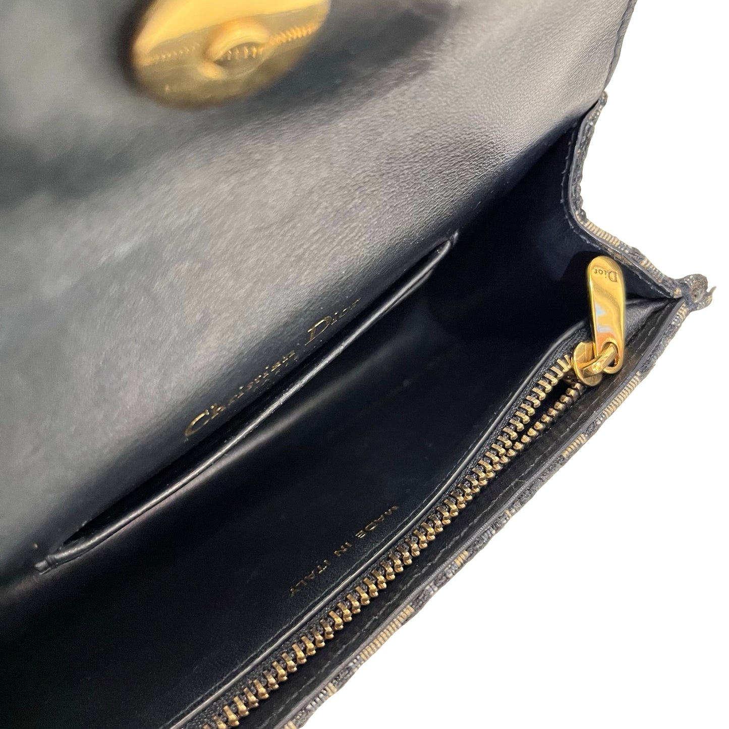 Used DIOR Belt bag Navy Beige GHW