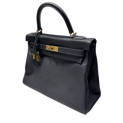 Used HERMÈS Kelly Bag GHW Navy Blue