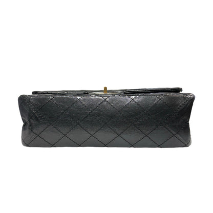 Used CHANEL Quilted Aged Calfskin 2.55 Small Chain Shoulder Bag Black Gold
