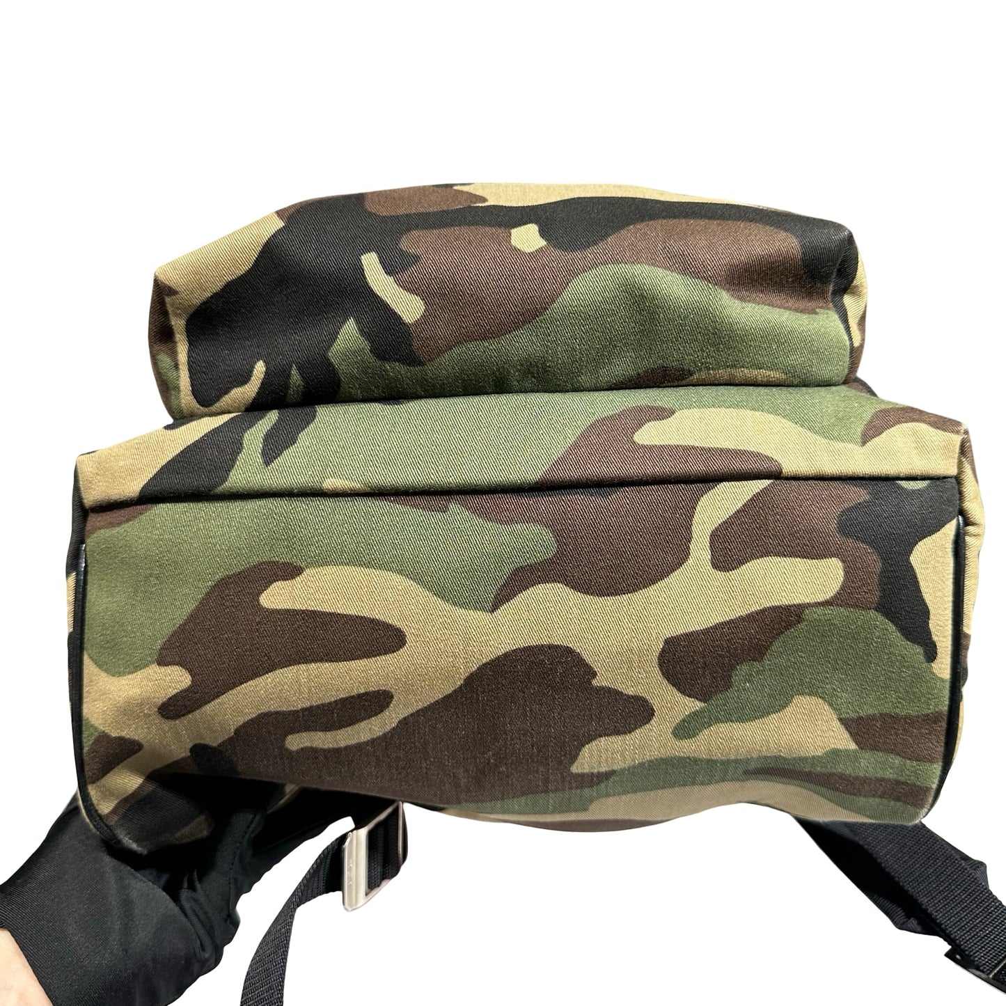Used Saint Laurent Canvas Backpack Dark Green Black