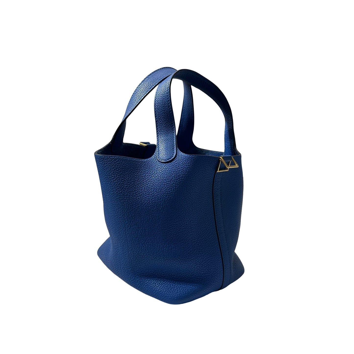 Used HERMÈS Clemence leather Picotin 18 Handbag bleu electrique PHW